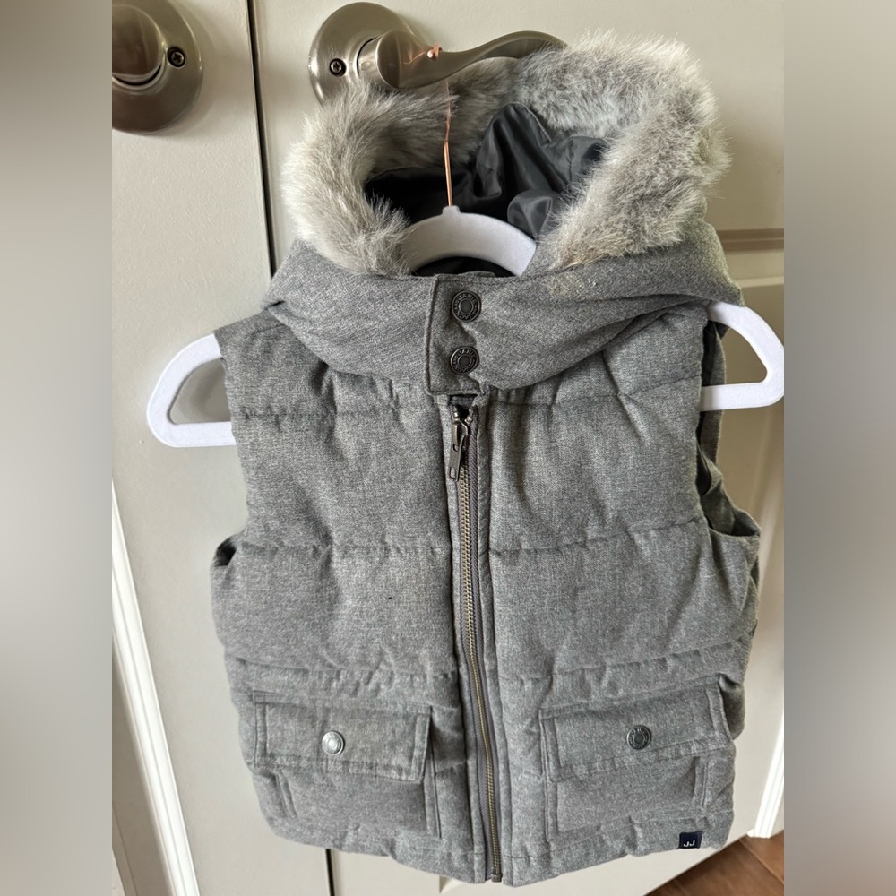 Janie & Jack Grey Vest w/Faux fur trim Size 2T